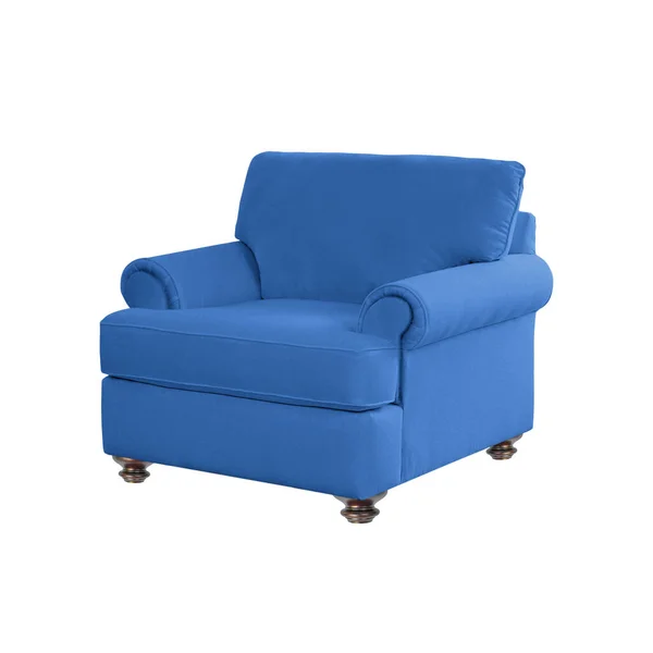 Sillón Clásico Estilo Art Deco Terciopelo Azul Con Patas Madera —  Fotos de Stock