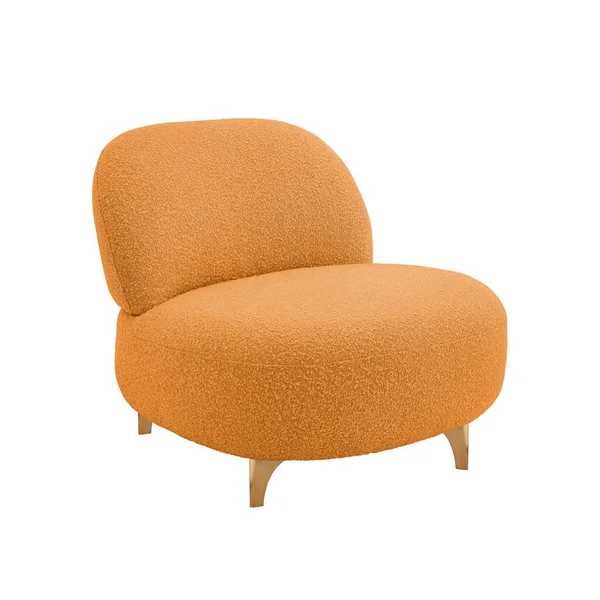 Acogedor Sillón Hinchado Estilo Art Deco Terciopelo Naranja Sobre Patas — Foto de Stock