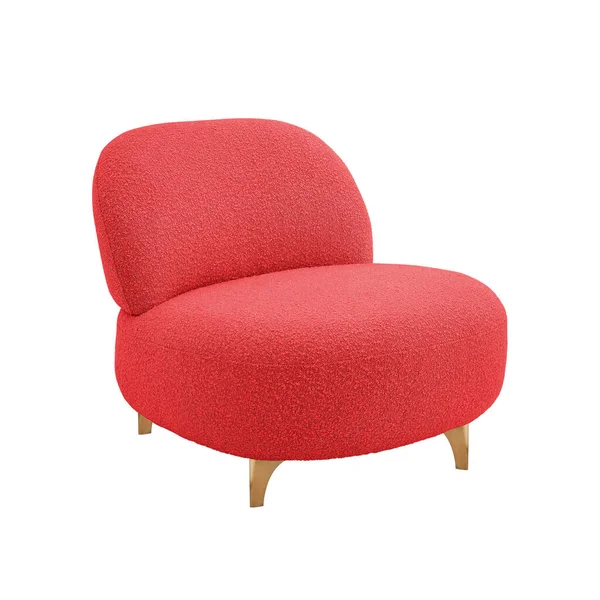 Fauteuil Gonflé Style Art Déco Velours Rouge Sur Pieds Dorés — Photo