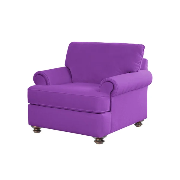 Classic Armchair Art Deco Style Purple Velvet Wooden Legs Clipping — Stock Photo, Image