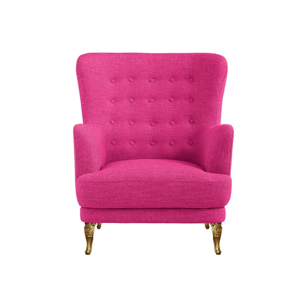 Forró Rózsaszín Steppelt Szövet Klasszikus Art Deco Stílusú Fotel Dekoratív — Stock Fotó