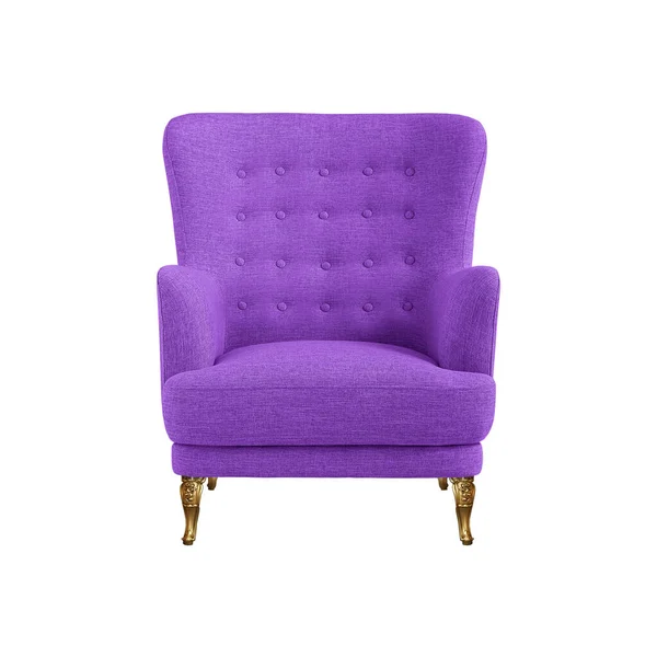 Purple Quilted Fabric Classical Art Deco Style Armchair Decorative Brass — Stock Photo, Image