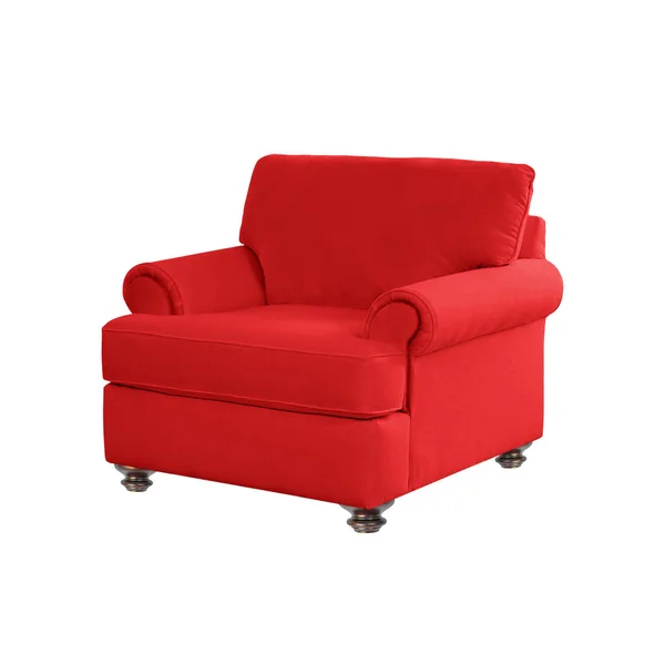 Sillón Clásico Estilo Art Deco Terciopelo Rojo Con Patas Madera —  Fotos de Stock