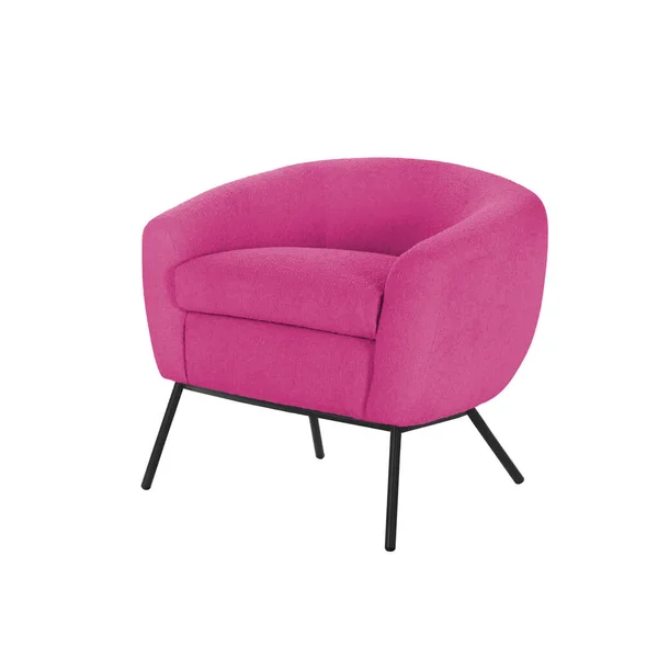 Cozy Puffy Armchair Art Deco Style Pink Velvet Black Metal — ストック写真