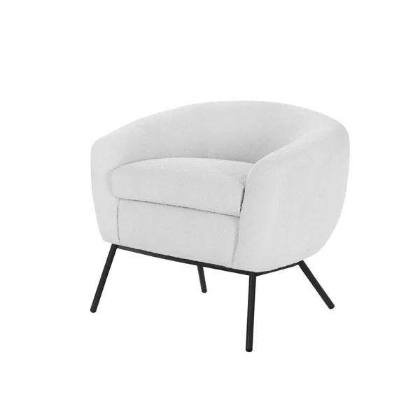 Acogedor Sillón Hinchado Estilo Art Deco Terciopelo Blanco Sobre Patas — Foto de Stock