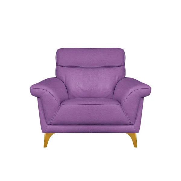 Purple Classical Leather Armchair Brass Legs Isolated White Background Clipping — Stock Photo, Image