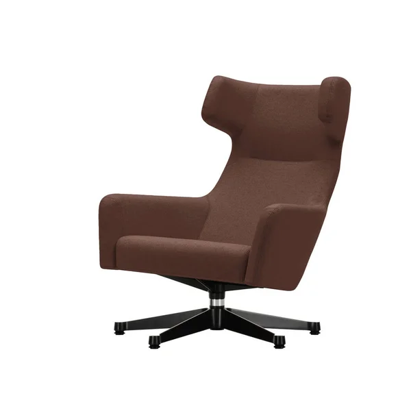 Brown Luxury Office Armchair Black Metal Base Clipping Path Isolated — Stock Fotó