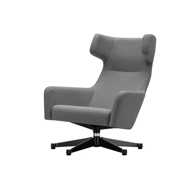 Gray Luxury Office Armchair Black Metal Base Clipping Path Isolated — стоковое фото