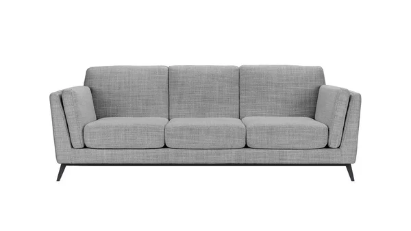 Gray Fabric Classic Sofa Black Wooden Legs Isolated White Background Stockbild