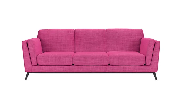 Pink Fabric Classic Sofa Black Wooden Legs Isolated White Background — Stok fotoğraf