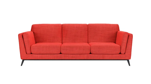 Red Fabric Classic Sofa Black Wooden Legs Isolated White Background Stockfoto