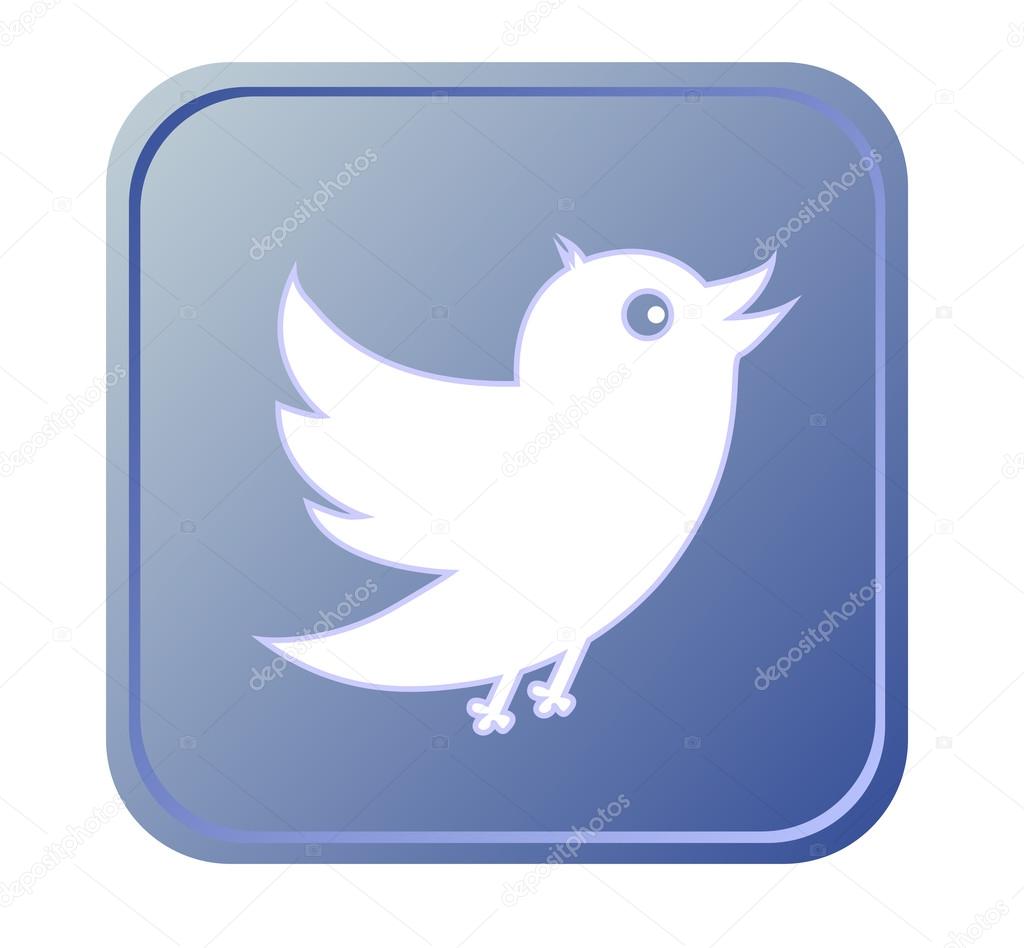 Blue button with bird icon