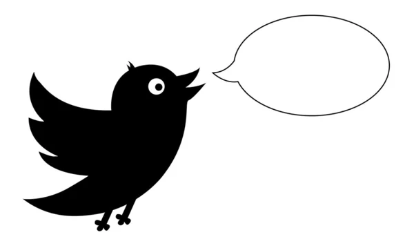 Чорний птах з бульбашкою мовлення — стоковий вектор