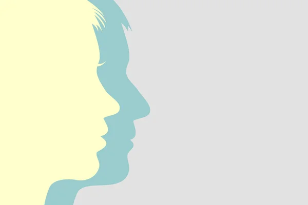 Homme et femme visages fond — Image vectorielle