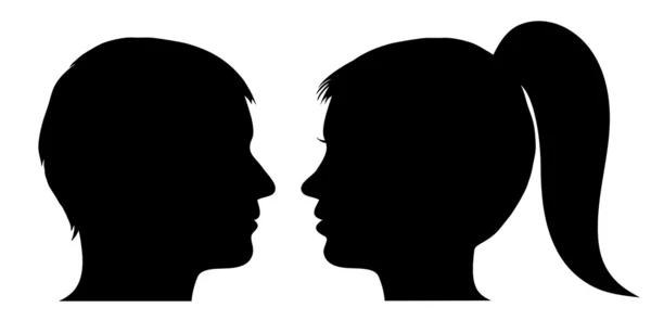 Perfil facial de hombre y mujer — Vector de stock