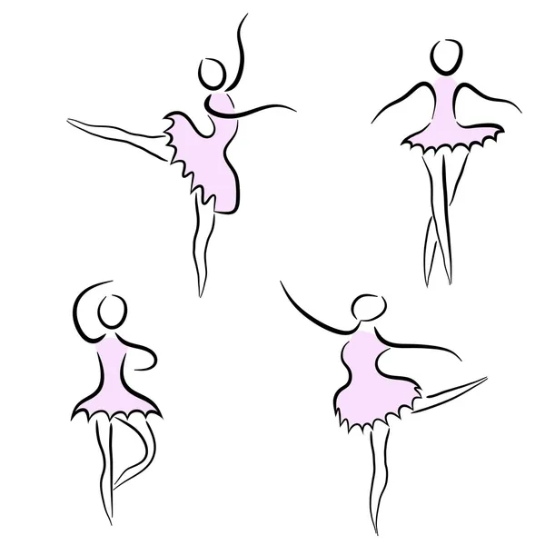 Set of abstract ballet dancers — Stock Vector