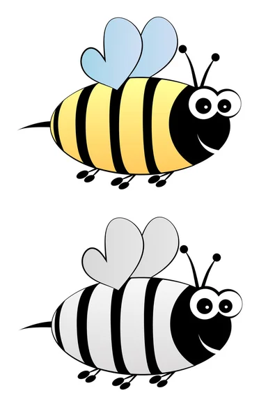 Dibujos animados de abeja en color y blanco y negro — Archivo Imágenes Vectoriales