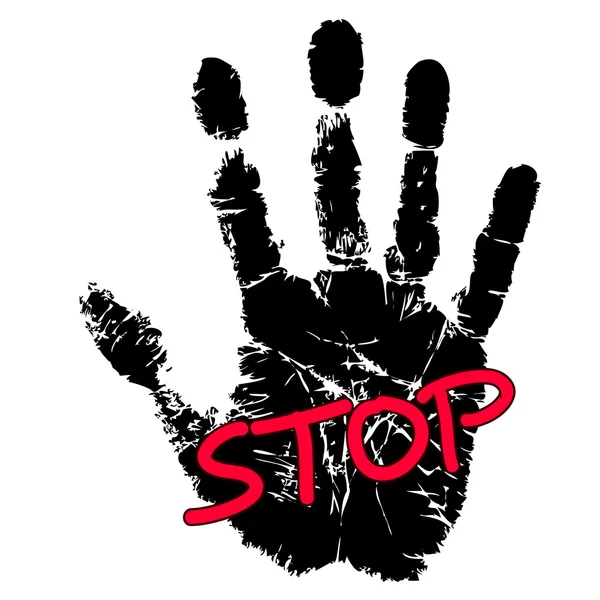 Impressão da mão com sinal de stop — Vetor de Stock