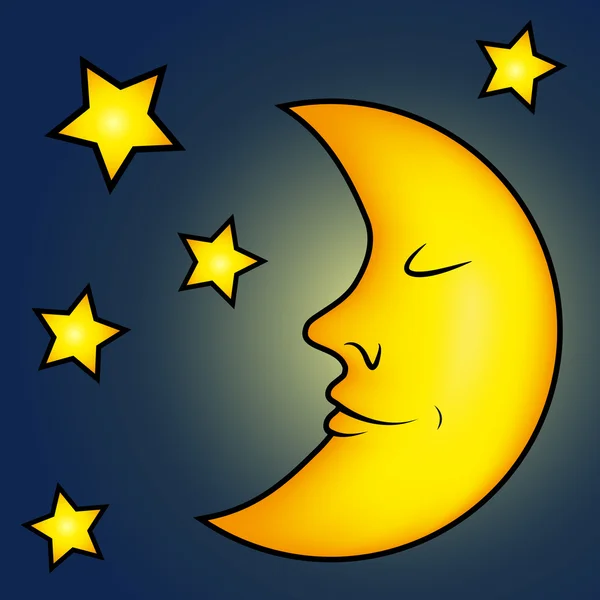 Bright moon and stars Vector Graphics