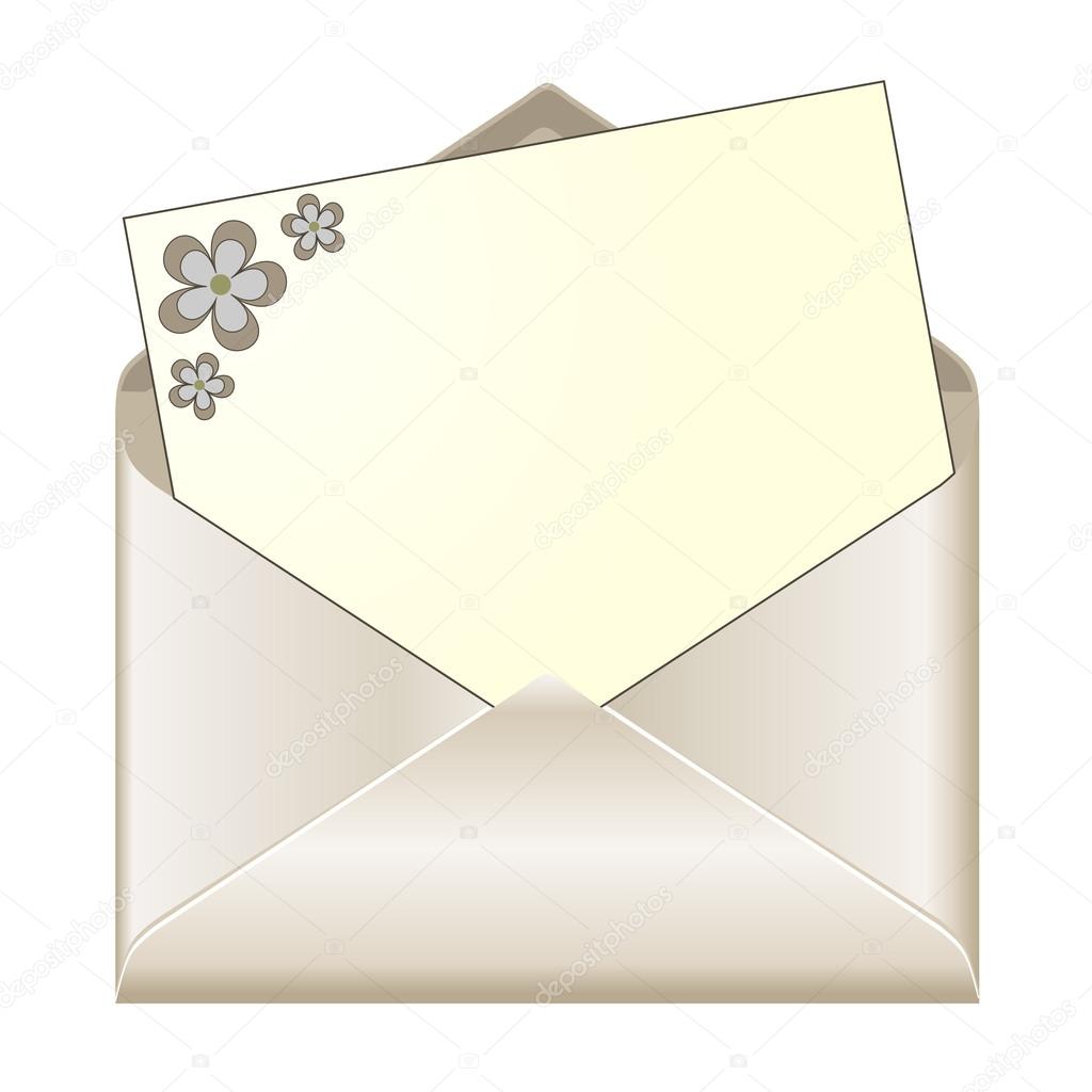 Open envelope with floral stationery