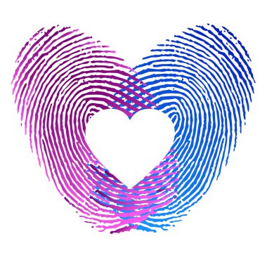Finger print of man and woman in love clipart