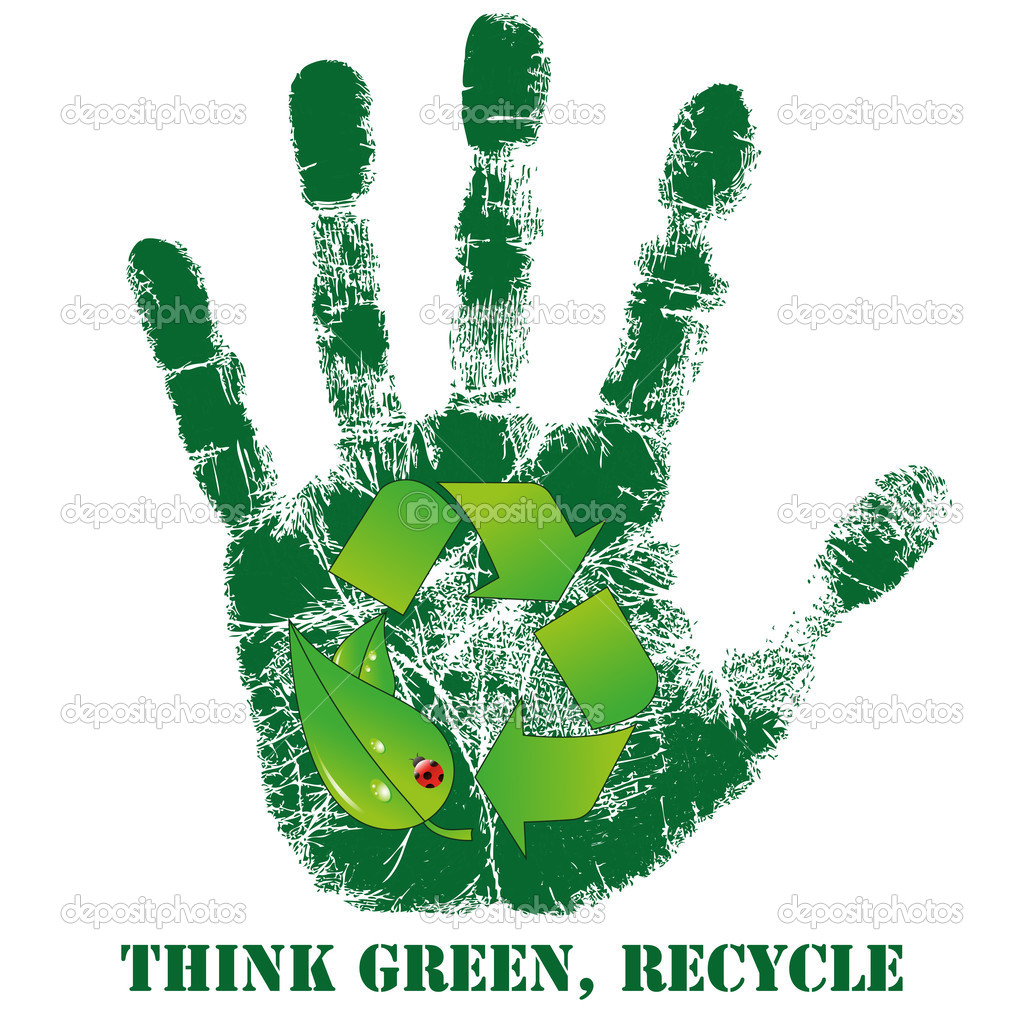 Hand print with recycle icon