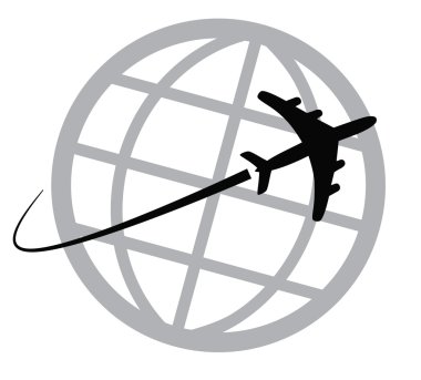 Airplane icon around the world clipart
