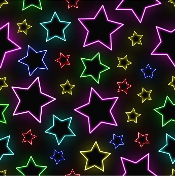 无缝的霓虹灯星星背景 — 图库矢量图片