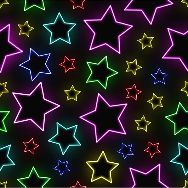 Fondo de estrellas de neón sin costuras — Vector de stock