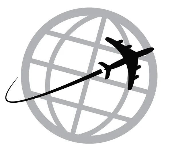 Icona dell'aereo in tutto il mondo — Vettoriale Stock
