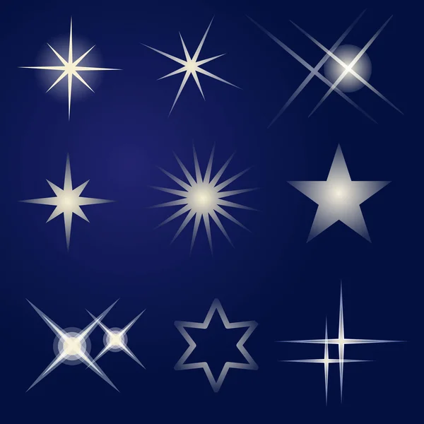 Set of bright stars — Stock Vector