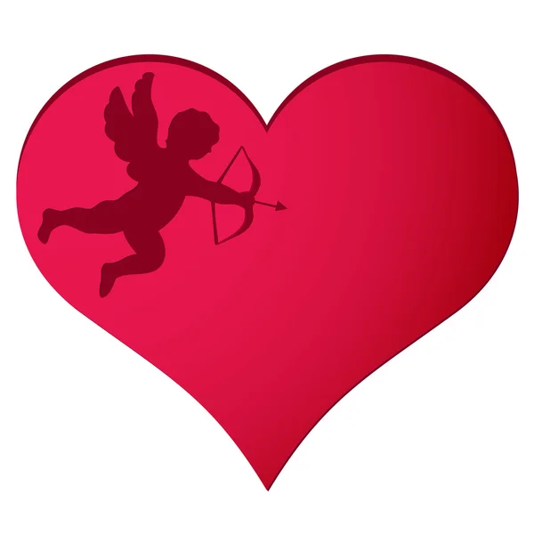 Cupid in heart background — Stock Vector