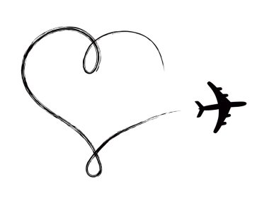 havada uçak tarafından yapılan simgesi kalp şeklinde