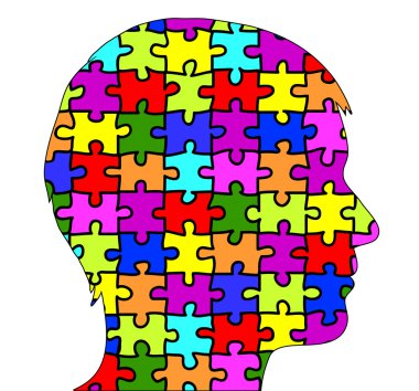 puzzle parçaları içinde erkek siluet