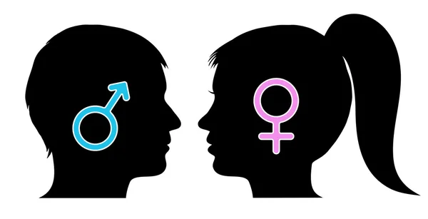 Male and female icons in silhouettes — Stock Vector