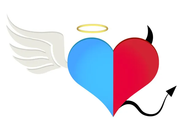 Ангел и коварное сердце — стоковый вектор