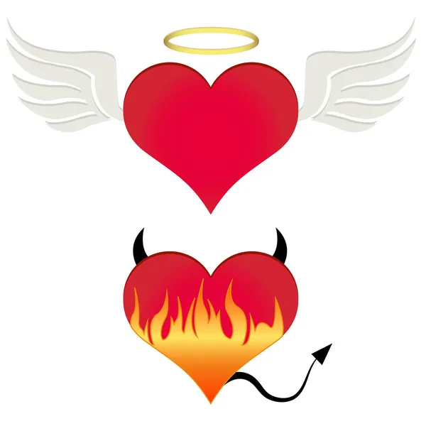 Angel and devil heart — Stock Vector