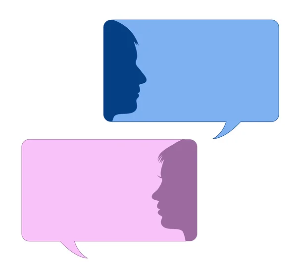 Speech bubbles with male and female face — Stock Vector