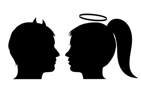 Male devil and female angel — Stock Vector