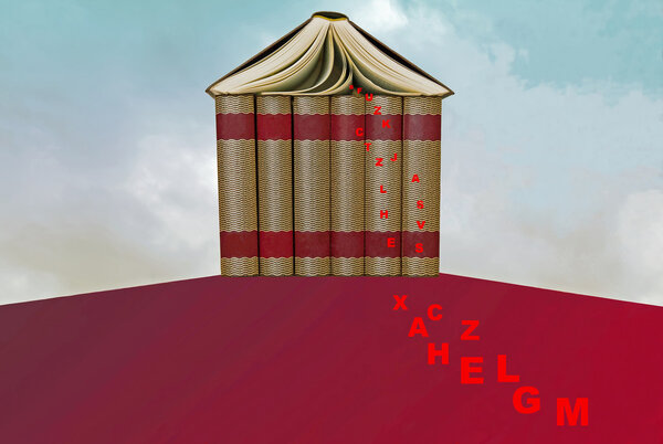 Letters escaping from a book