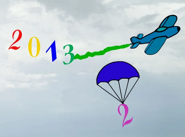 New year 2013, parachuting of the number 2 of year 2012