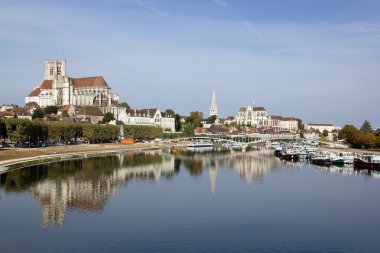 Cathedral of Auxerre seen by a bridge (Burgundy France) clipart