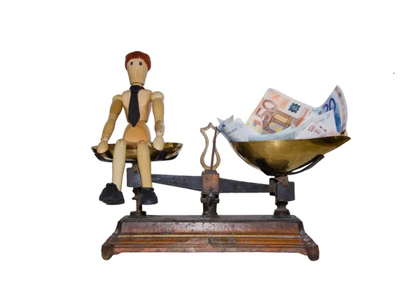 Weighed, the man or the money — Stock Photo, Image