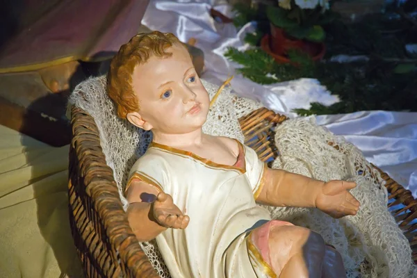 Jesus criança em seu berço — Fotografia de Stock