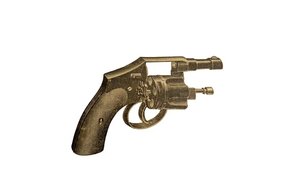 Pistol of 1898, old engraving — Stock Photo, Image