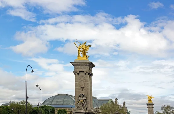 Bridge Alexandre III, fame of the war, the big palace (Paris France) — Stock Photo, Image