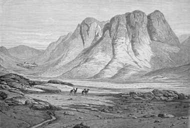 Massif of the Sinai, hatches holy Catherine, old engraving by Pottin on 1864, 19 century clipart