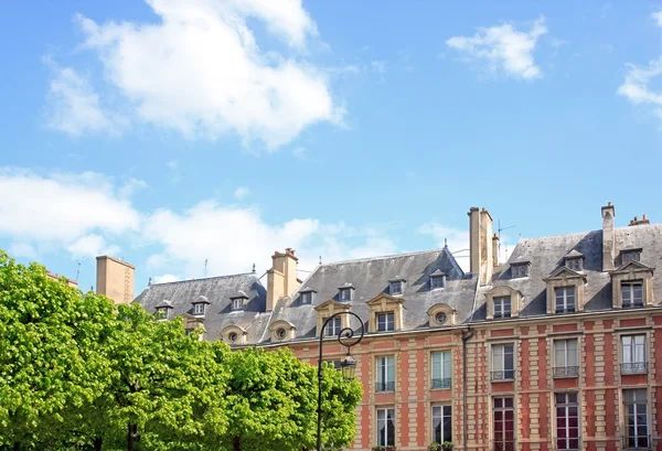 Lugar de los Vosgos y la vegetación, jardín público Luis XIII (París Francia ) — Foto de Stock