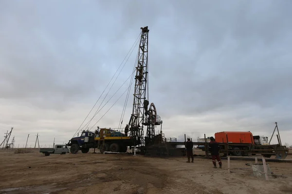 Uzen Egy Olaj Gázmező Kazahsztán Mangistau Régiójában Mangyshlak Félszigeten 2021 — Stock Fotó