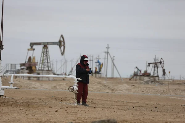 Uzen Egy Olaj Gázmező Kazahsztán Mangistau Régiójában Mangyshlak Félszigeten 2021 — Stock Fotó